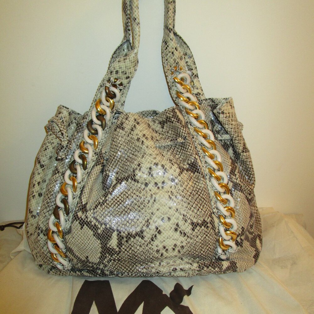 Michael Kors Id Chain Leather Python-Embossed Tote - image 3